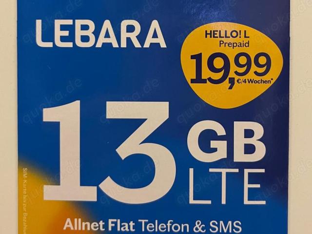 HELLO Lebara! Prepaid Simkarte mit 19,99  Guthaben + inkl. 25GB aktiviert - 1